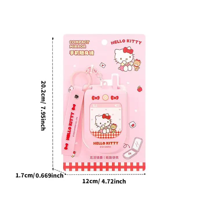 Miroir de maquillage Sanrio Hello Kitty Kuromi My Melody Cinnamoroll, miroir pliable, portable, de p