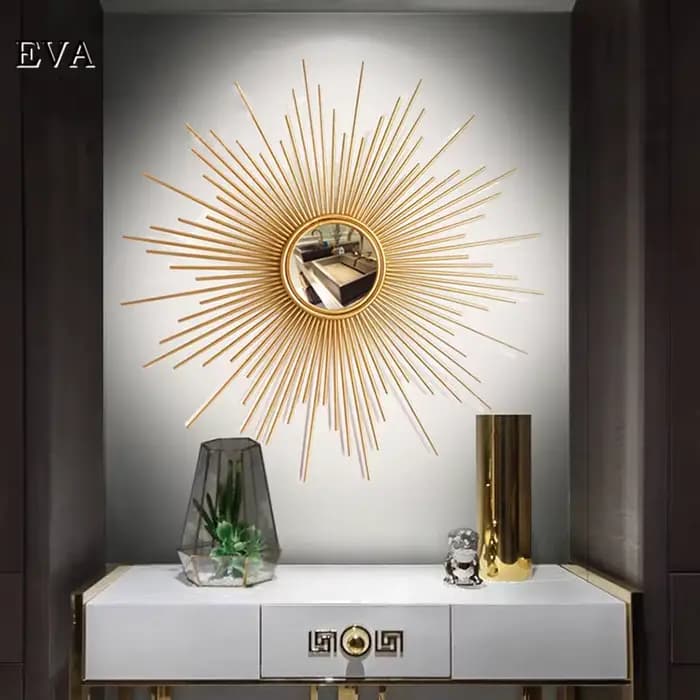 Décorations murales en métal miroir européen, lunettes de soleil dorées, fond de salon créatif, déco