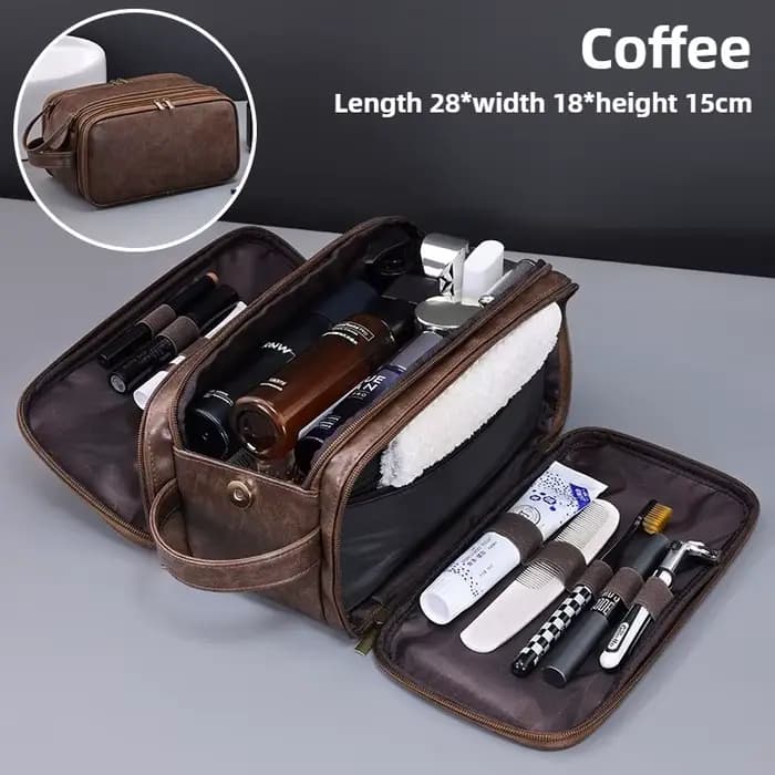 Trousse de toilette multi-poches en PU pour femmes et hommes, sacs de maquillage essentiels de voyag