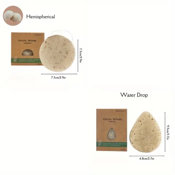 2 éponges Konjac pour un nettoyage en profondeur pour homme et femme, couleur beige clair, adaptées 