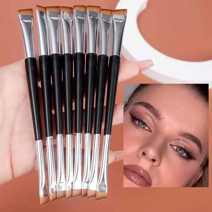 Brosse à sourcils professionnelle, Eyeliner, lame à tête plate coudée, pinceaux de maquillage pour C
