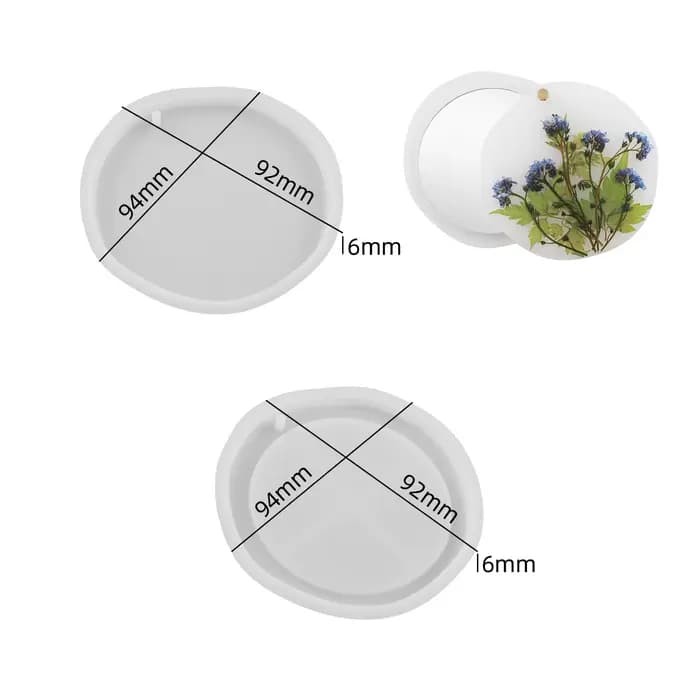 Miroir de maquillage rotatif, moule en résine époxy cristal, bricolage, ovale, rond, miroir de maqui