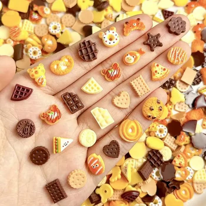 Ours créatif crème glacée chocolat Nail Art accessoires mignon simulé sourire Sandwich étoile Biscui