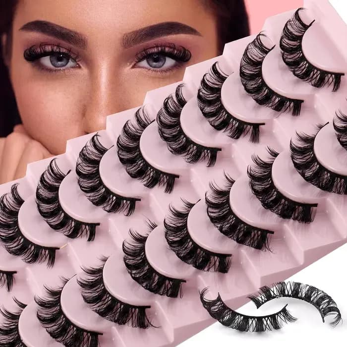 10 paires de cils à bande russe DD Curl faux cils moelleux vaporeux Faux cils en vison Pack