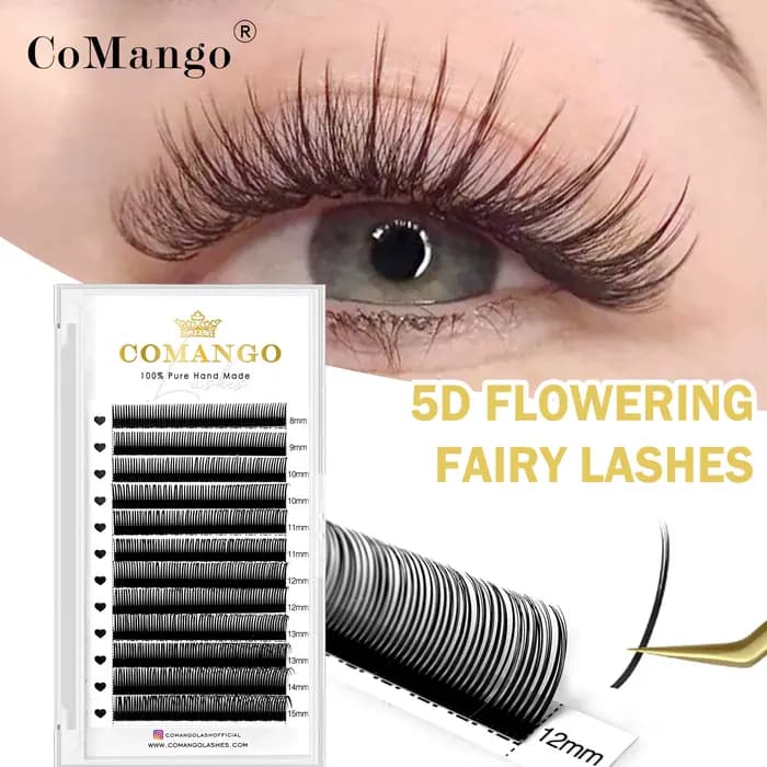 CoMango 5D Flora cils 0.07mm facile ventilateur Extensions de cils en gros Volume préfabriqué 12 ran