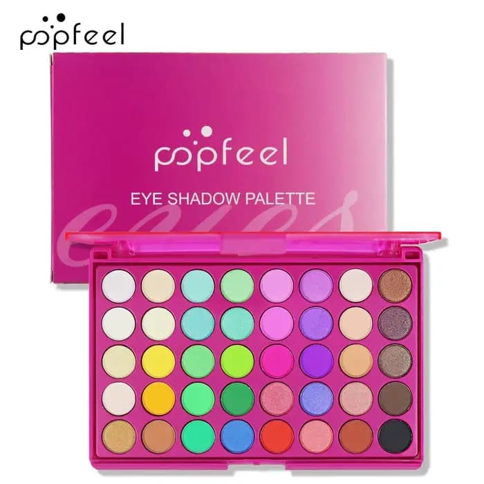 POPFEEL Palette de fards à paupières 40 couleurs, tons terre et nuances arc-en-ciel, finition longue