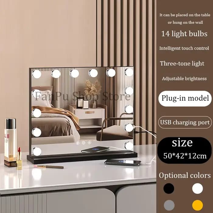 Miroir de courtoisie avec lumières Miroir de maquillage éclairé Hollywood, 3 modes d'éclairage à int