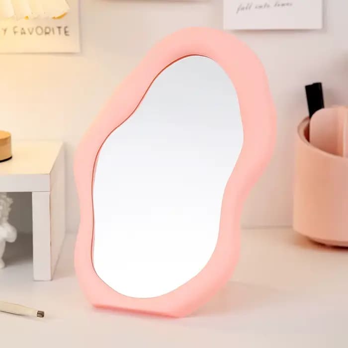 Miroir irrégulier de Style crème, joli miroir de vanité en forme de nuage, pliable, mural, miroir de