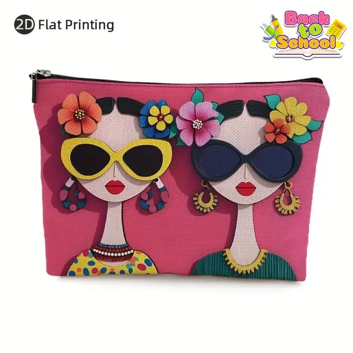Un sac de maquillage à motifs floraux à la mode – jolie pochette multifonctionnelle à fermeture écla