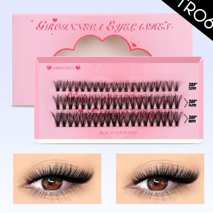 Lasvirey Kit de faux cils en touffes à faire soi-même : extensions de cils individuelles 4 en 1, vol