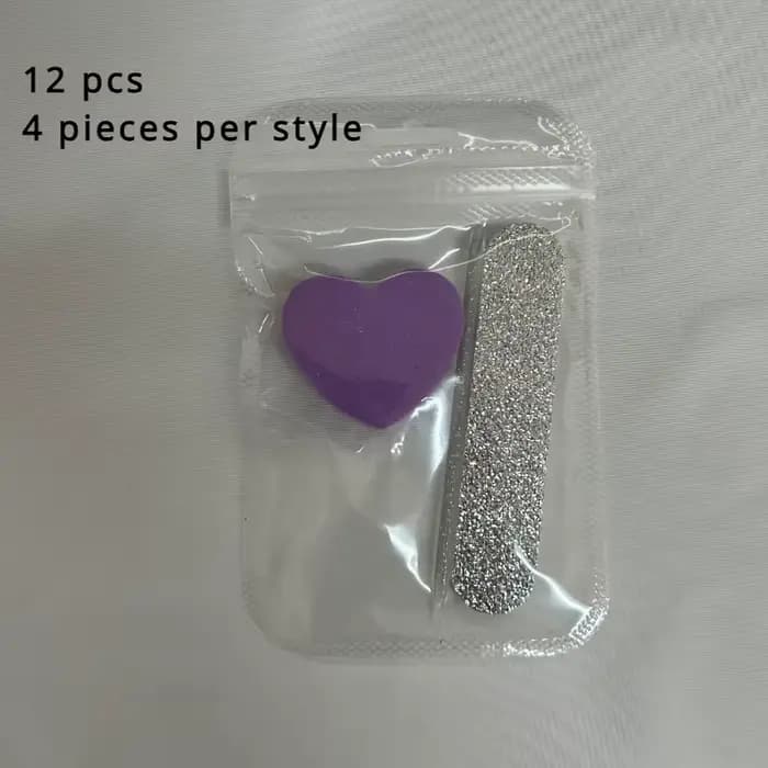 Ensemble de 12 pièces de kit de soin des ongles à paillettes roses, tampon en forme de cœur, tige en