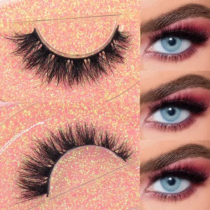 LEHUAMAO Maquiagem cils courts en vison naturel cils vaporeux moelleux Volume 12mm-15mm faux cils Ex