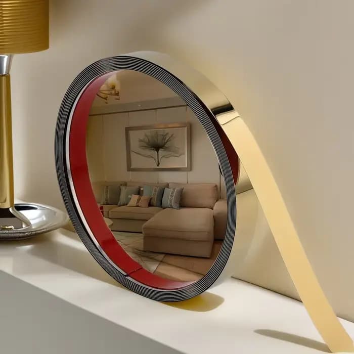 Bande décorative en titane de 5 m de long, miroir métallique, auto-adhésive, pour bordure de plafond