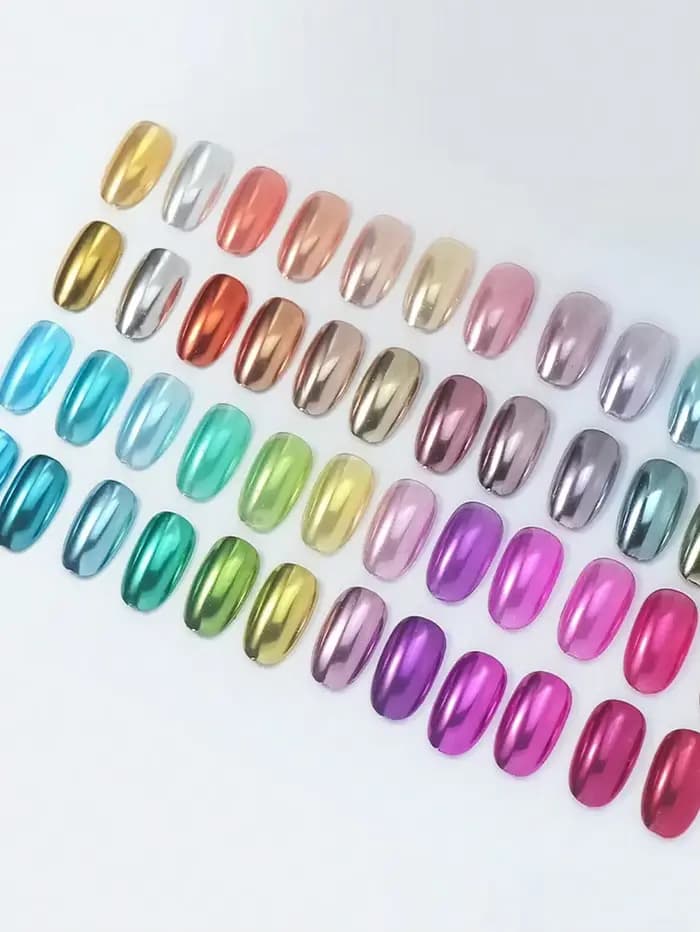 28 pièces/ensemble poudre à ongles chromée miroir magique/décoration à paillettes scintillantes/plaq
