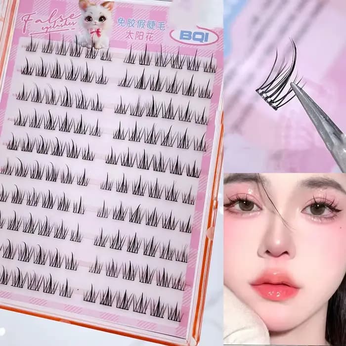 10 rangées de faux cils de grande capacité sans colle, grappe unique, 10-12MM, boucles en C, naturel