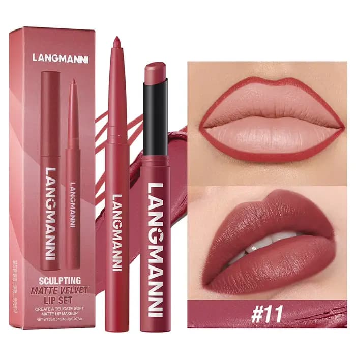 Rouge à lèvres mat rotatif oblique longue tenue et crayon à lèvres mat 2-en-1, sans transfert, durab