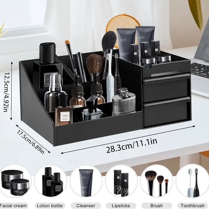 Boîte de rangement pour parfums pour hommes avec tiroirs - Organiseur cosmétique, adapté aux soins d