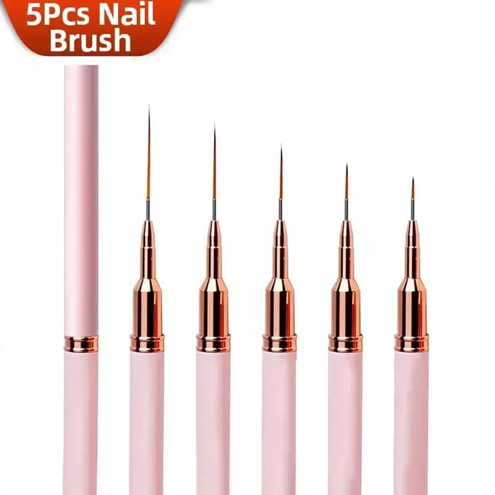 Ensemble de pinceaux pour vernis à ongles gel UV, 5 pièces, 7/9/11/15/25mm, rayures françaises, pein