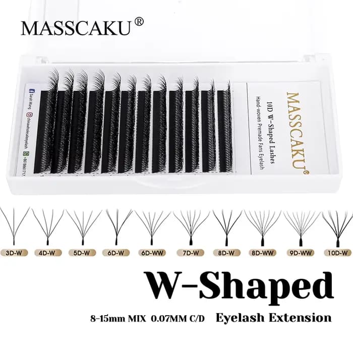 MASSCAKU vente en gros C/D Curl Faux vison préfabriqué Volume Fans cils individuels moelleux 6D 7D 8