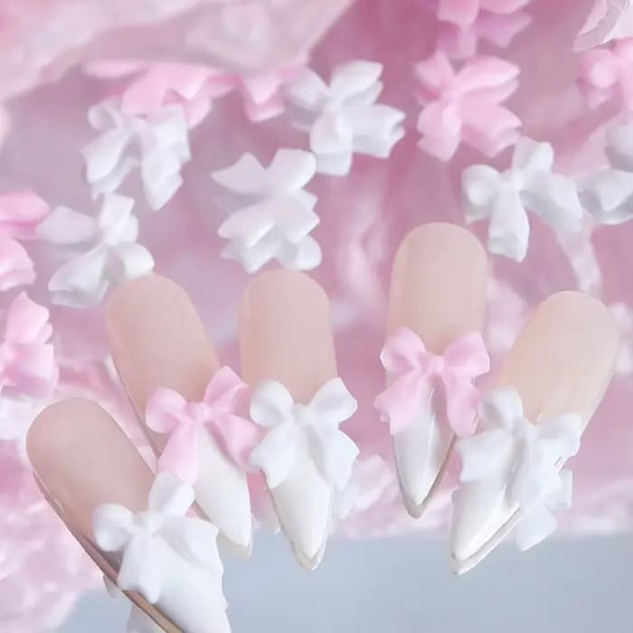 Breloques pour ongles avec nœud en ruban, accessoires colorés, cravate papillon, pièces de manucure,