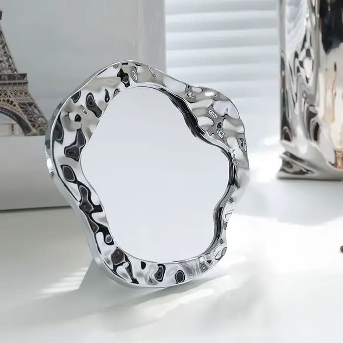 Miroir de maquillage de bureau à la mode, avec formes carrées et circulaires irrégulières, miroirs d