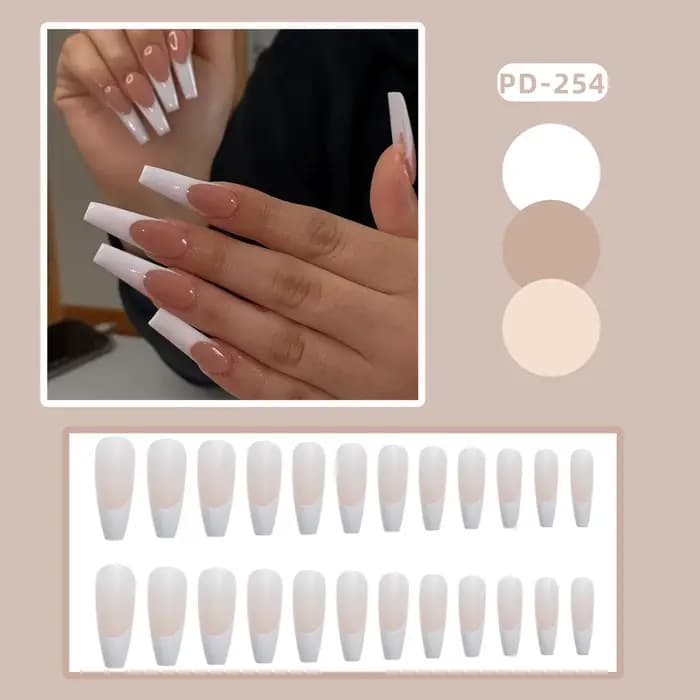 Faux ongles artificiels à tête carrée, en acrylique, sans couture, amovibles, ballerine, à pression