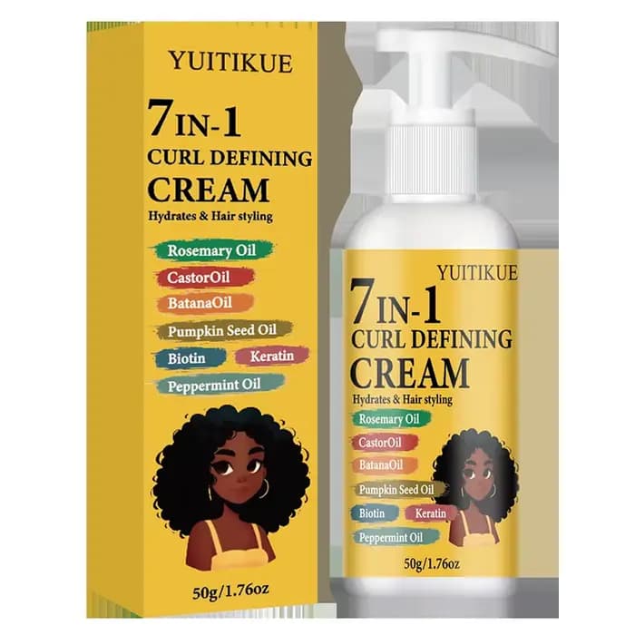 Crème définissante pour boucles YUITIKUE 7-en-1, crème coiffante hydratante pour cheveux bouclés ave