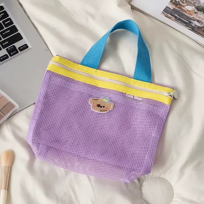 Sac de toilette portable en maille, grande capacité, organisateur de maquillage et cosmétiques de vo