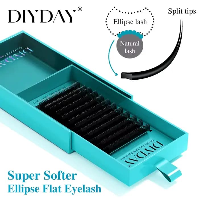 DIYDAY Ellipse Extensions de cils plats 0.15 0.20 cils plats individuels Super plus doux aspect natu