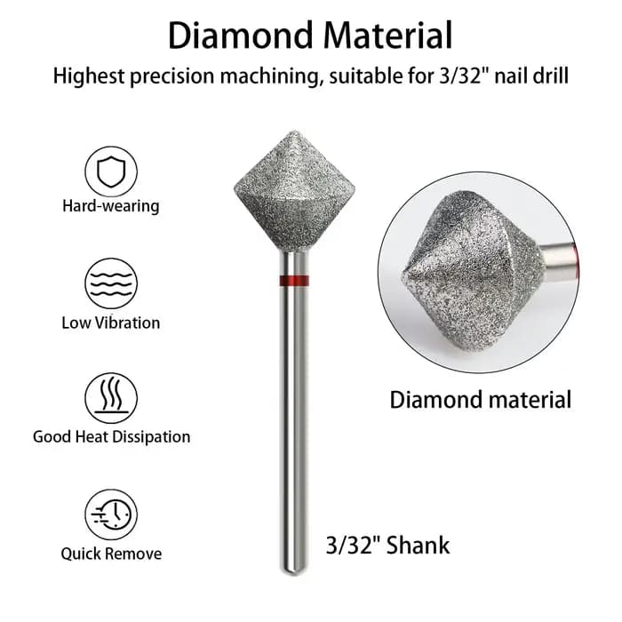 C Radians diamant foret à ongles outil de coupe de bord d'ongle diamant sable polissage accessoires 
