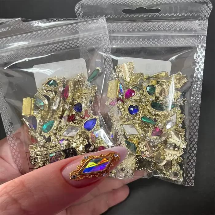 Mélange de strass pour Nail Art, 60 pièces, cœur/carré/goutte d'eau, gros bijoux en cristal irisé AB