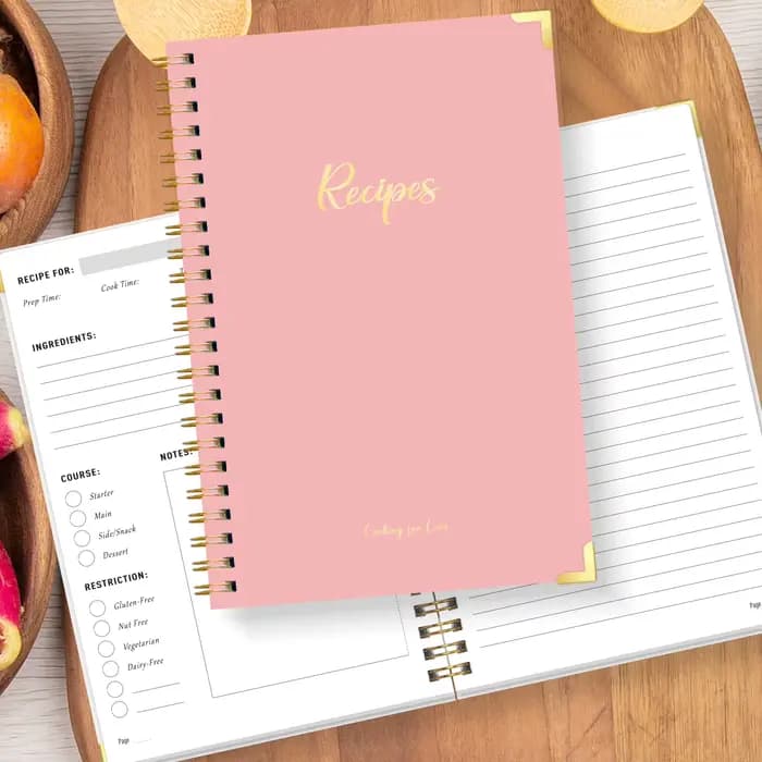Livre de recettes A5, journal de cuisine en spirale avec ingrédients, directions, cours, redimension