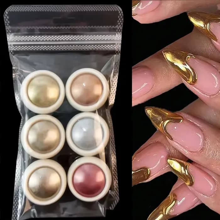 6 couleurs/ensemble miroir métallique Chrome poudre à ongles holographique caméléon paillettes manuc