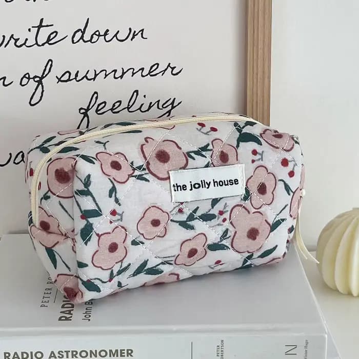 Sac de toilette matelassé à fleurs YT, sac de rangement pour maquillage de grande capacité, sac de m