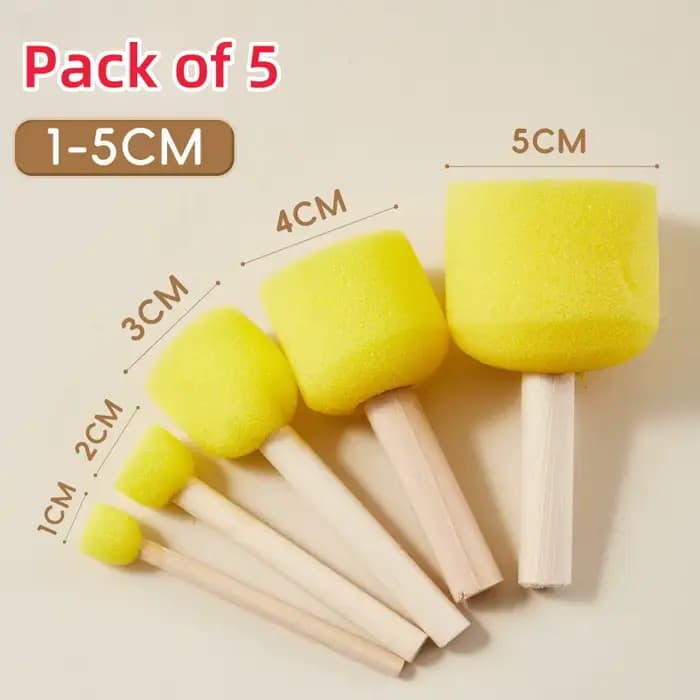 Brosse ronde en éponge de peinture en forme de champignon, 5 pièces, matériau élastique pour une exp