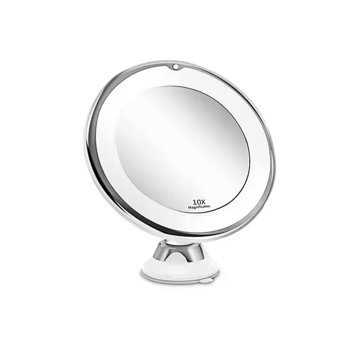 Miroir de vanité grossissant Flexible 10x avec miroir de maquillage éclairé par LED, lampe de maquil