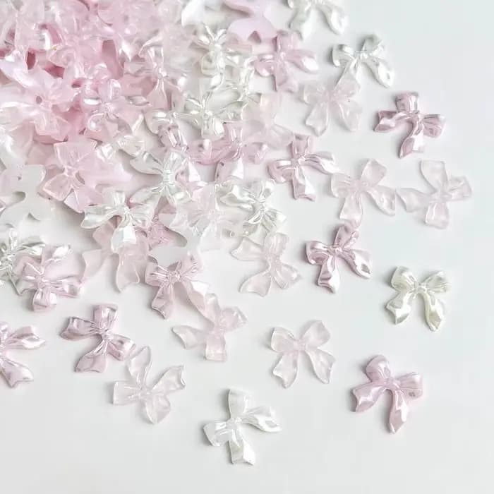 50pcs 3D doux nacré brillant ruban arc résine ongles breloques ballerine nœud papillon Nail Art déco