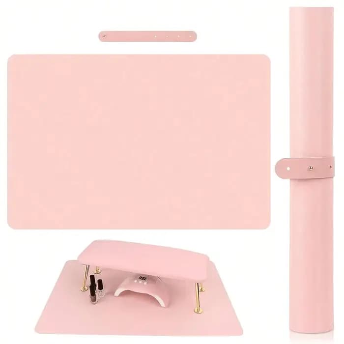 Polymères de table rose pour nail art, 1/2 pièces, portable, pliable, pour accoudoir, en cuir microc