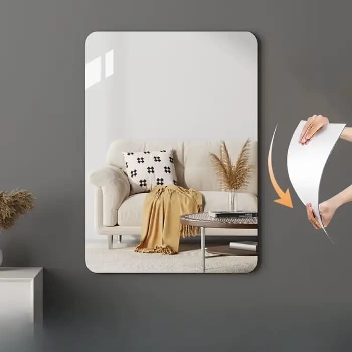Miroir souple en acrylique mural auto-adhésif sans perçage, miroir de dressing pour la maison, la sa