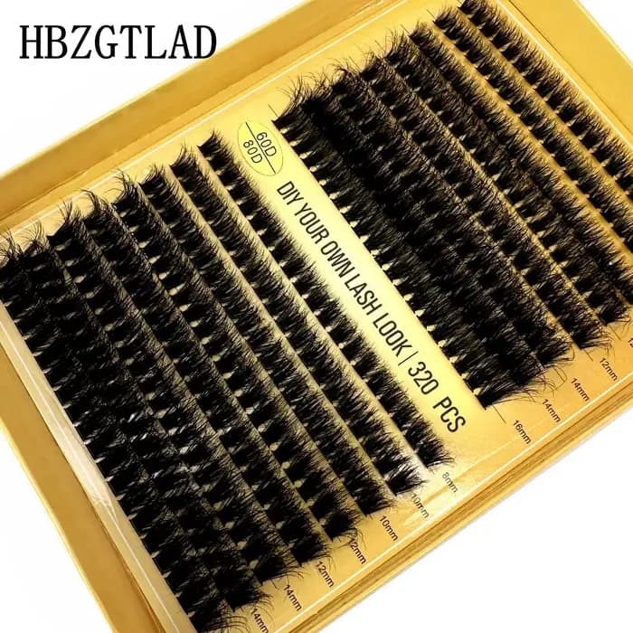 320Ps bricolage 5D grappes de cils moelleuses 60D 80D 100D grappes de cils épais D/DD Curl cils indi