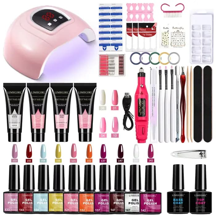 LIMEGIRL Kit de vernis à ongles Gel UV Soak Gel Base Coat Outil de polissage avec lumière LED et per