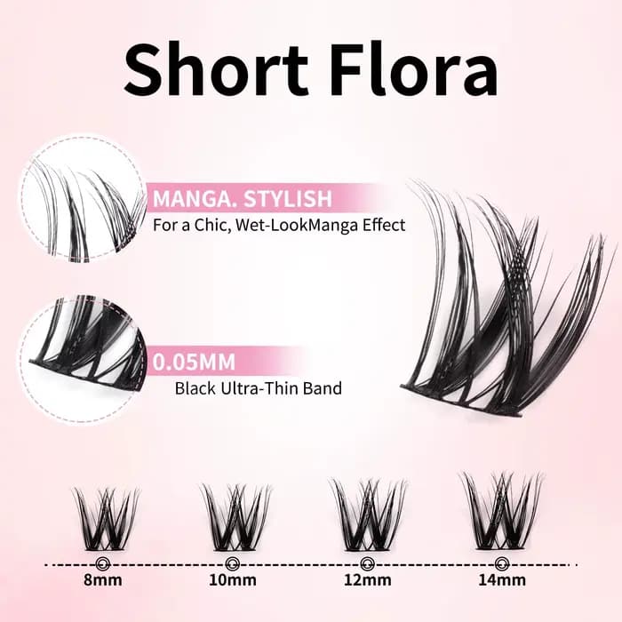 Extensions de cils individuels Manga uCoolMe Lashes Short Fairy Venus Flora 0.05mm, bouquets à espac