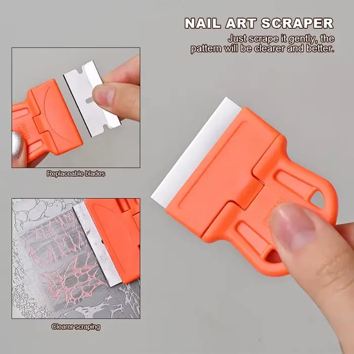 Grattoir pour Nail Art, tampon de manucure français avec grattoir, pelle de nettoyage amovible, auto