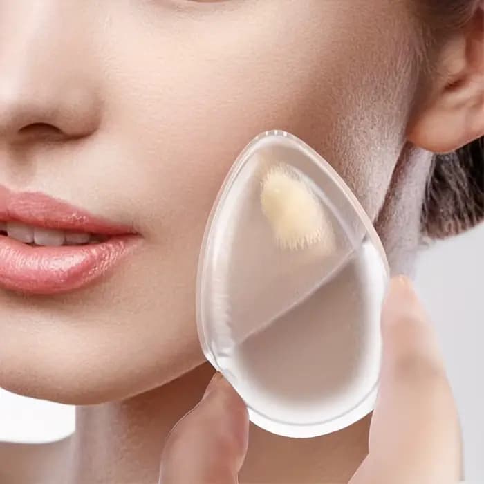 Éponge de maquillage en Silicone en forme de larme, 2 pièces, bouffante de maquillage transparente e