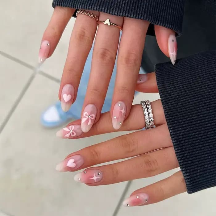 Faux ongles français en forme de tête d'amande pour femme, 24 pièces, couverture complète, à presser