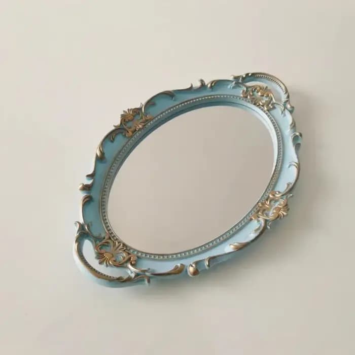 Miroir mural décoratif de forme ovale, matériau en verre, format de bureau, plateau de rangement de 
