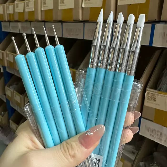 Stylo de sculpture à tête en Silicone à Double extrémité, brosse de modélisation, outil d'argile de 