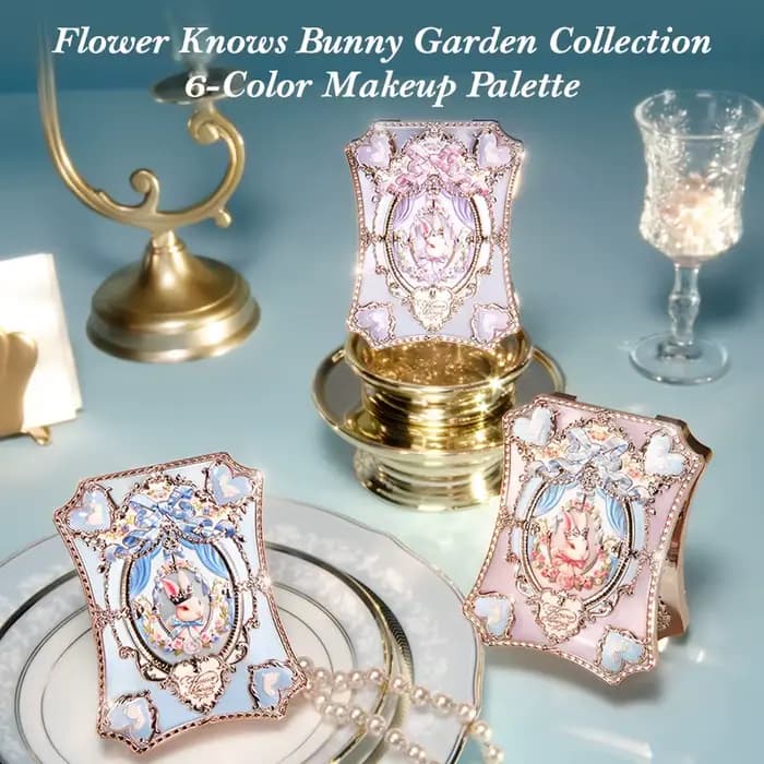 Palette de fards à paupières Flower Knows Makeup Bunny Garden, 6 couleurs, longue tenue, nudes natur