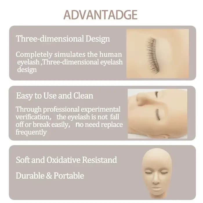 Tête de Mannequin 4D pour la Pratique de l'Extension des Cils, Outils de Formation au Greffage avec 