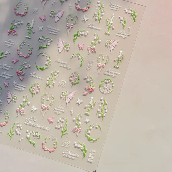 Autocollant 5D pour Nail Art, pétale de printemps, fleurs de cerisier, branche de pêche vivante, adh